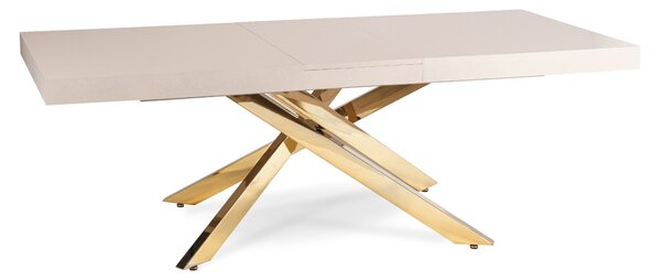 Stół Prostokątny Rozkładany HAMPTON 160-240 cm Kaszmir/Złoty do Jadalni Glamour