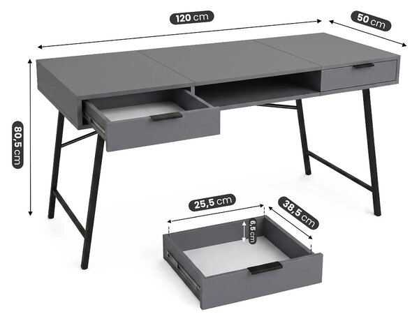 Industrialne biurko z szufladami dąb craft 120 cm G5-L87