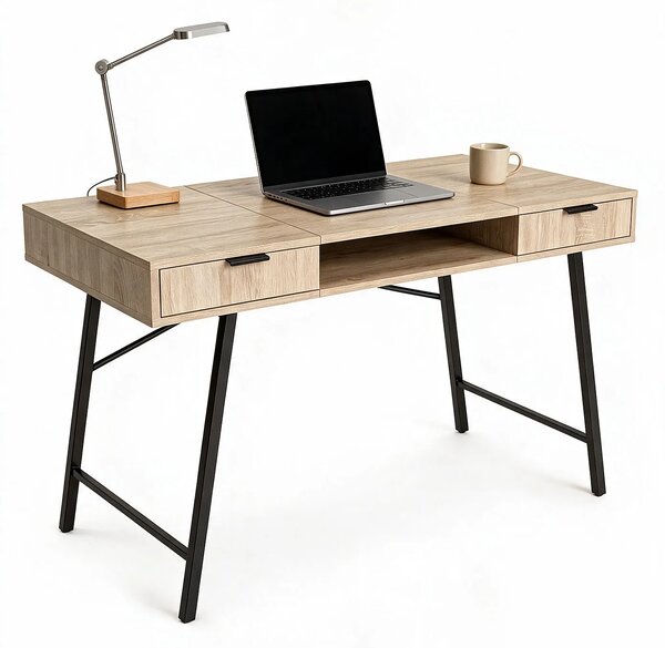 Loftowe biurko z szufladami dąb sonoma + czarny 120 cm F1-K82
