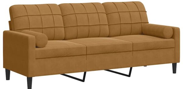 Sofa 3-osobowa z poduszkami, brÄ zowa, 180 cm, aksamit