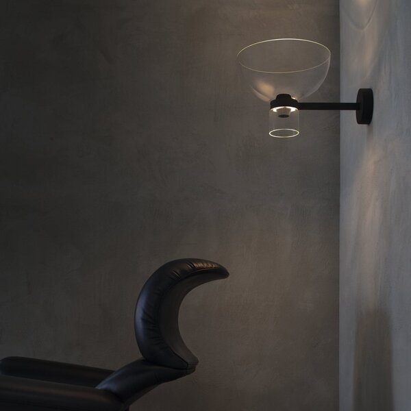 Lampa Ścienna FLOS, Nocturne Bowl, ściemnialny, czarny, przedpokój, aluminium, design