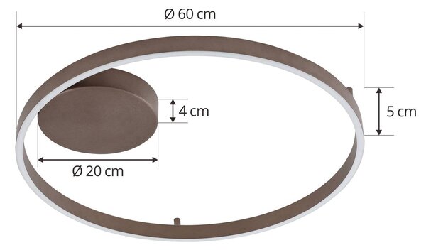 Inteligentna lampa sufitowa Moise Lucande, możliwość ściemniania, brązowy / rdzawy, salon / jadalnia, aluminium, nowoczesny