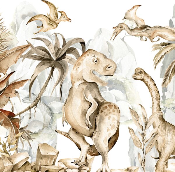 Tapeta do pokoju dziecięcego mural dinozaury