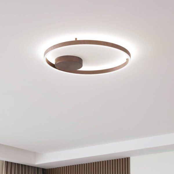 Inteligentna lampa sufitowa Moise Lucande, możliwość ściemniania, brązowy / rdzawy, salon / jadalnia, aluminium, nowoczesny