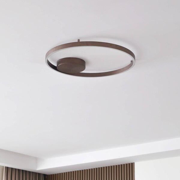 Inteligentna lampa sufitowa Moise Lucande, możliwość ściemniania, brązowy / rdzawy, salon / jadalnia, aluminium, nowoczesny