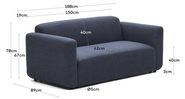 Ciemnoniebieska sofa 188 cm Neom – Kave Home