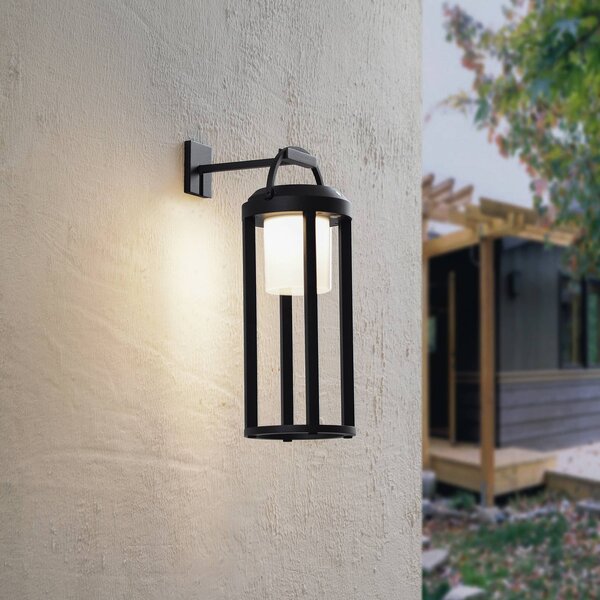 Lucande lampa solarna LED 2 w 1 Tilena, czarna, okrągła, aluminium Tilena Lucande, możliwość ściemniania, czarny, aluminium, nowoczesny