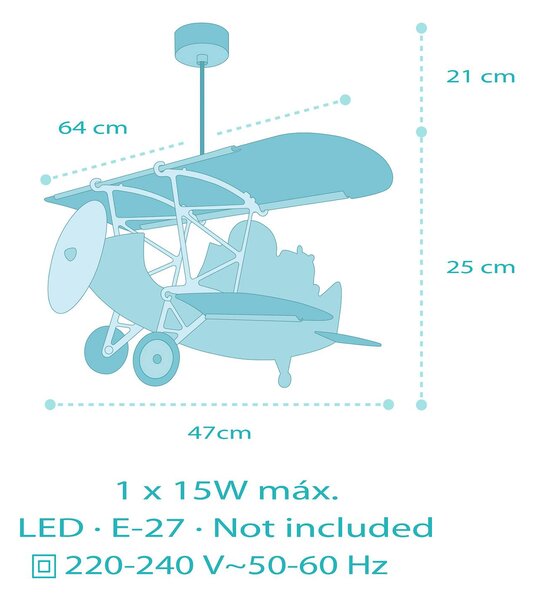 Dalber Lampa wisząca do pokoju dziecięcego Lion Plane, możliwość ściemniania, multikolor, pokój dziecięcy, drewno