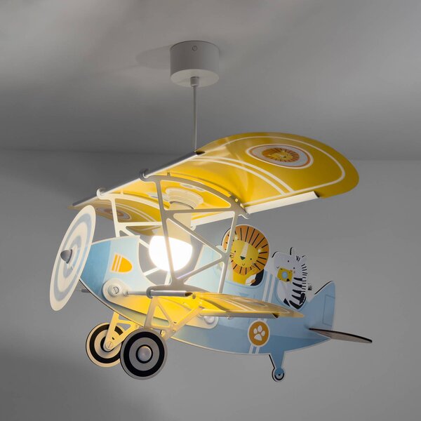 Dalber Lampa wisząca do pokoju dziecięcego Lion Plane, możliwość ściemniania, multikolor, pokój dziecięcy, drewno