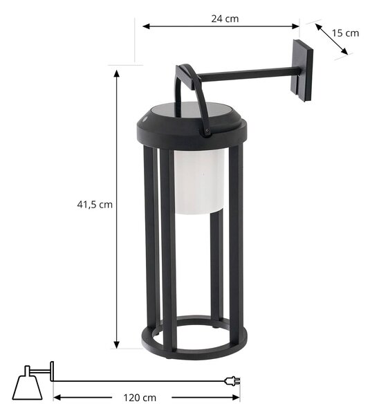 Lucande lampa solarna LED 2 w 1 Tilena, czarna, okrągła, aluminium Tilena Lucande, możliwość ściemniania, czarny, aluminium, nowoczesny