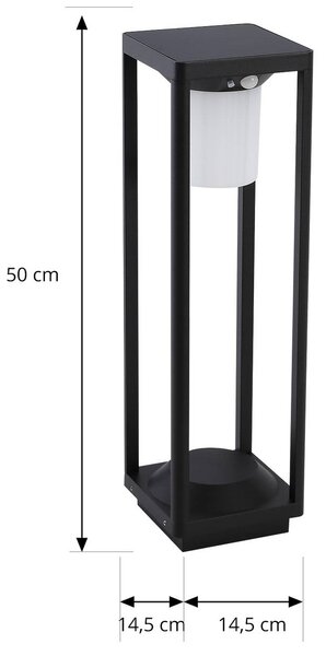 Lucande LED solarne oświetlenie ścieżki Nilea, 50 cm, czarne, czujnik Nilea, czarny, aluminium, nowoczesny