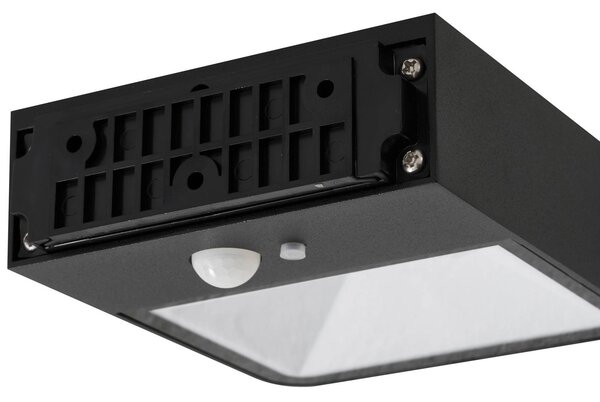 Lucande LED kinkiet zewnętrzny Dava, wysokość 5 cm, czujnik Dava, czarny, aluminium, nowoczesny