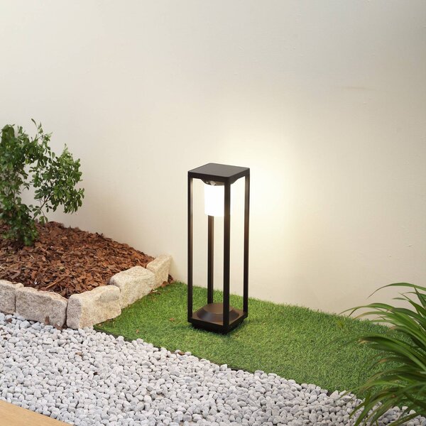 Lucande LED solarne oświetlenie ścieżki Nilea, 50 cm, czarne, czujnik Nilea, czarny, aluminium, nowoczesny