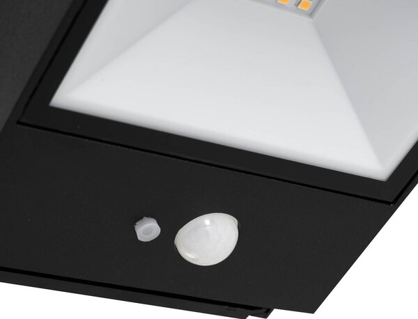 Lucande LED kinkiet zewnętrzny Dava, wysokość 5 cm, czujnik Dava, czarny, aluminium, nowoczesny