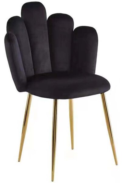 EMWOmeble Krzesło Glamour DC-1800 czarne, złote nogi, welur