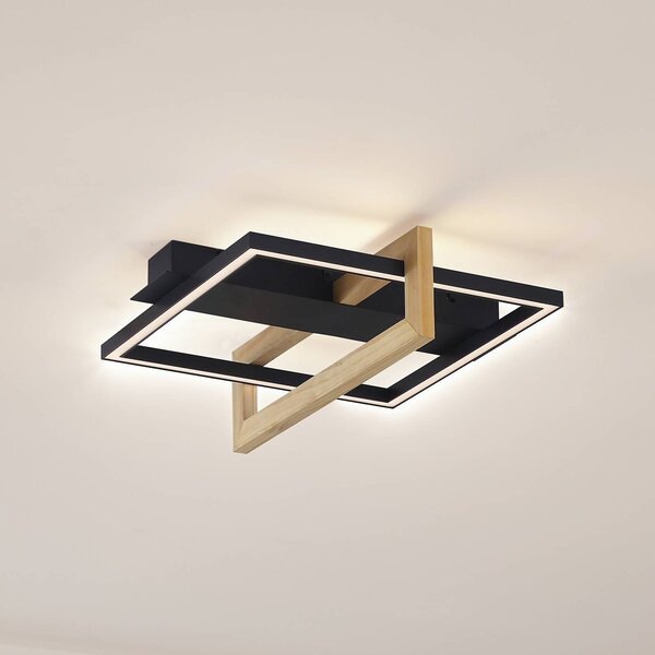 Lampa sufitowa LED Holamu Lindby, czarny, salon / jadalnia, aluminium, nowoczesny