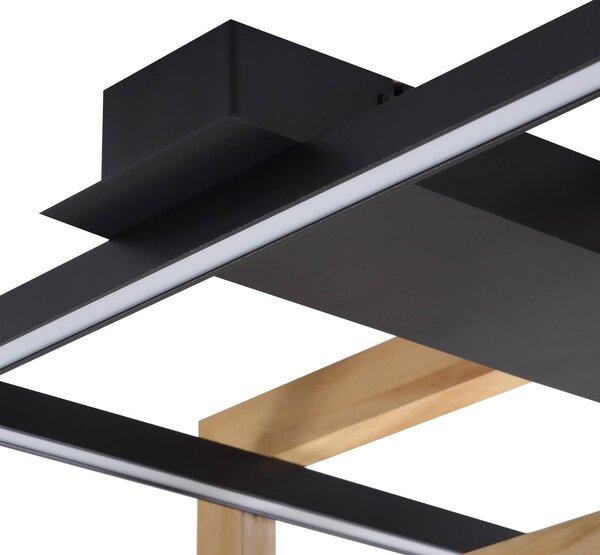 Lampa sufitowa LED Holamu Lindby, czarny, salon / jadalnia, aluminium, nowoczesny