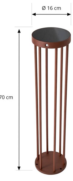 Słupek ogrodowy LED Lucande Evelis, kolor rdzawy, aluminium, czujnik Evelis, brązowy / rdzawy, aluminium, nowoczesny