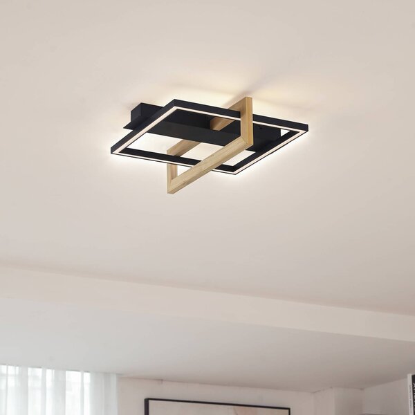 Lampa sufitowa LED Holamu Lindby, czarny, salon / jadalnia, aluminium, nowoczesny