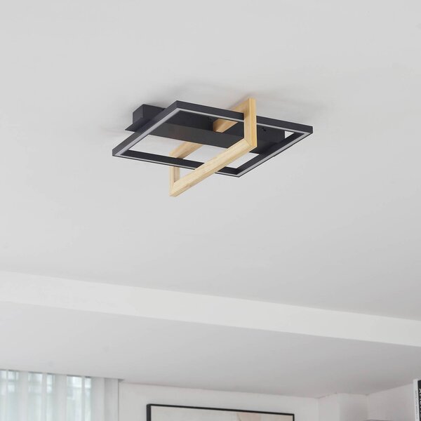 Lampa sufitowa LED Holamu Lindby, czarny, salon / jadalnia, aluminium, nowoczesny