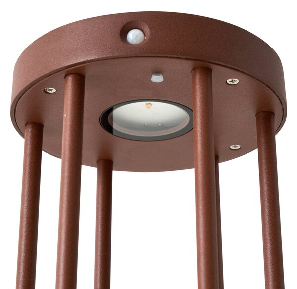 Słupek ogrodowy LED Lucande Evelis, kolor rdzawy, aluminium, czujnik Evelis, brązowy / rdzawy, aluminium, nowoczesny
