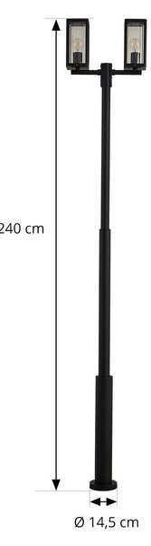 Lucande Lampa zewnętrzna Siveta, 240 cm, 2-punktowa, czarna, E27, IP65 Siveta Lucande, możliwość ściemniania, czarny, aluminium, nowoczesny