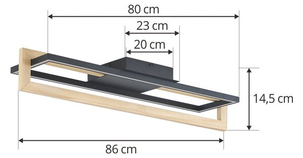 Lampa sufitowa LED Lindby Holamu, 80 cm, drewno