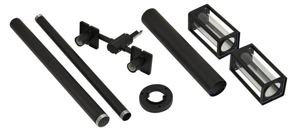 Lucande Lampa zewnętrzna Siveta, 240 cm, 2-punktowa, czarna, E27, IP65 Siveta Lucande, możliwość ściemniania, czarny, aluminium, nowoczesny