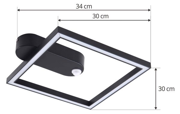 Plafon z czujnikiem ruchu Yulla Lindby, czarny, przedpokój, aluminium, nowoczesny