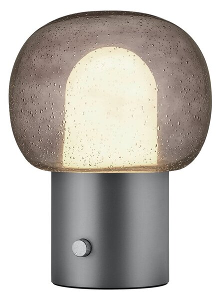 Antracytowa aluminiowa lampa stołowa LED ze szklanym kloszem (wysokość 32 cm) Iris – Blomus