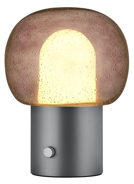 Antracytowa aluminiowa lampa stołowa LED ze szklanym kloszem (wysokość 32 cm) Iris – Blomus
