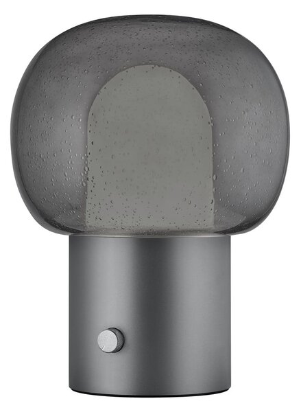 Antracytowa aluminiowa lampa stołowa LED ze szklanym kloszem (wysokość 32 cm) Iris – Blomus