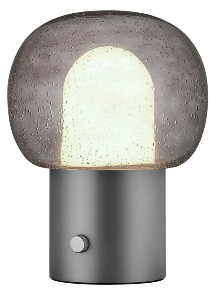 Antracytowa aluminiowa lampa stołowa LED ze szklanym kloszem (wysokość 32 cm) Iris – Blomus