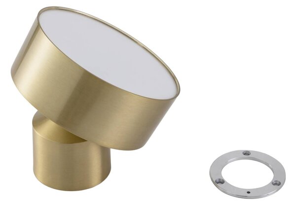 Reflektor LED Lindby Nivoria, Ø 14 cm, kolor złoty, montaż obrotowy Nivoria, mosiężny / złoty, salon / jadalnia, aluminium, nowoczesny