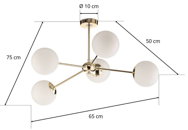 Lampa sufitowa Dori Euluna, możliwość ściemniania, mosiężny / złoty, salon / jadalnia, metal
