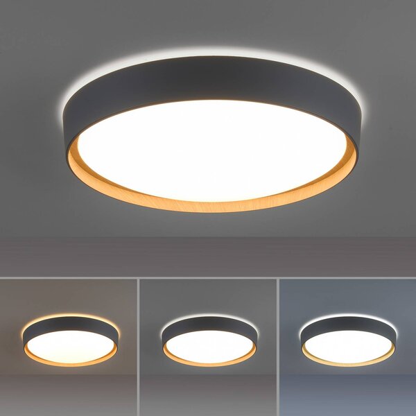 Q-Smart-Home Inteligentna lampa sufitowa Q-EMILIA, możliwość ściemniania, aluminiowy / szary / cynkowy, salon / jadalnia, metal
