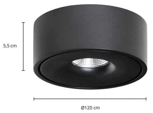 Lampa sufitowa LED Rotari Arcchio, możliwość ściemniania, czarny, salon / jadalnia, aluminium, nowoczesny