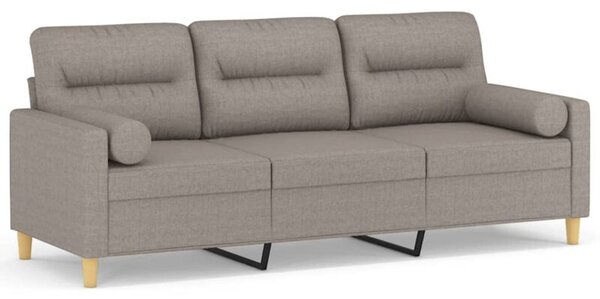 Sofa 3-osobowa z poduszkami, kolor taupe, 180 cm, tkanina