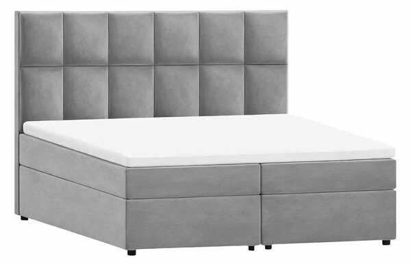 Jasnoszare łóżko boxspring ze schowkiem 140x200 cm Flip – Ropez