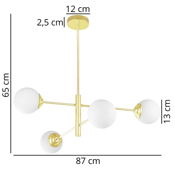 NOWOCZESNA LAMPA SUFITOWA WISZĄCA KLASYCZNE ZŁOTO FINO PRO W4