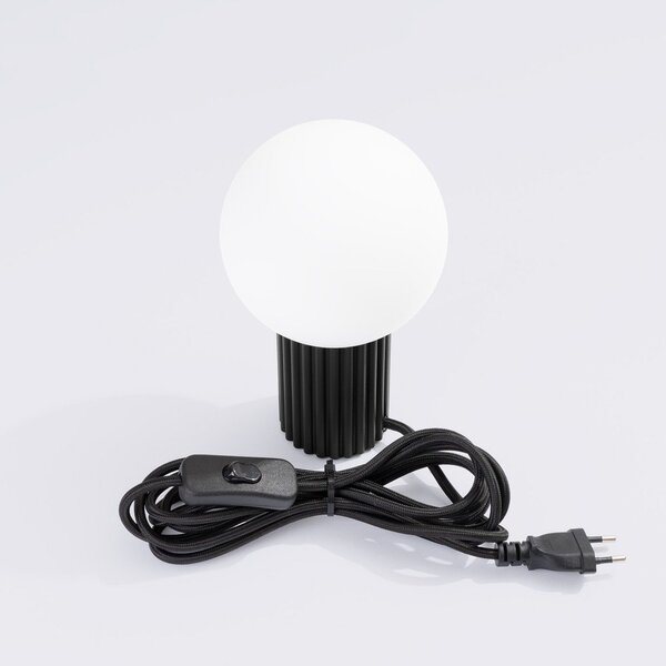 Czarna lampa stołowa ze szklanym kloszem (wysokość 19 cm) Orbital – Sollux