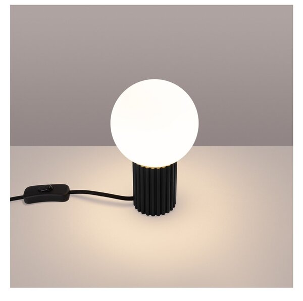 Czarna lampa stołowa ze szklanym kloszem (wysokość 19 cm) Orbital – Sollux