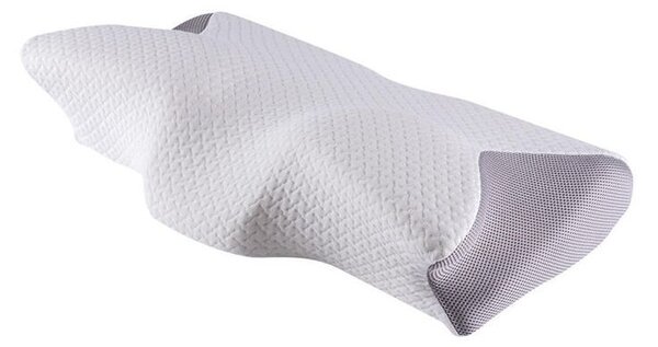 Ergonomiczna poduszka z pianki memory biało-szara 60 x 35 cm