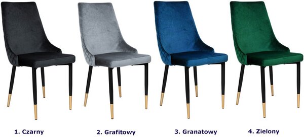 Granatowe metalowe krzesło tapicerowane glamour W2-M48
