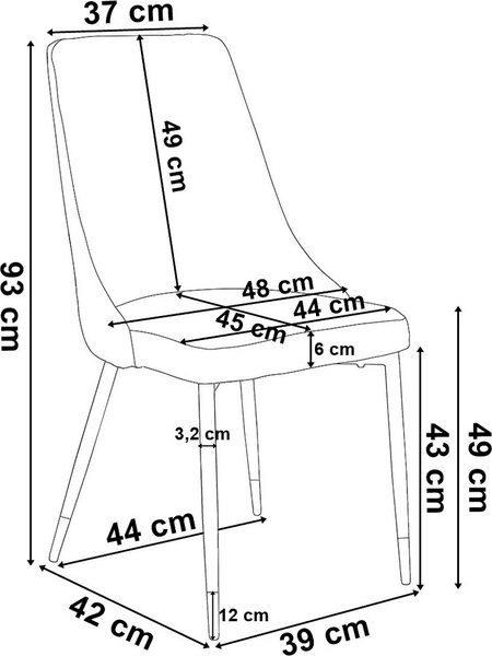 Granatowe metalowe krzesło tapicerowane glamour W2-M48