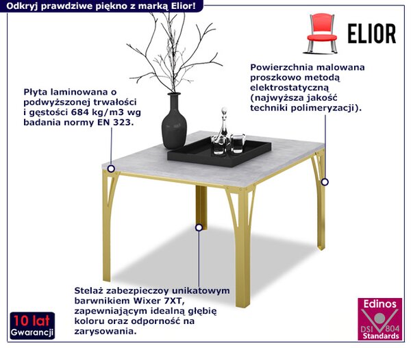 Stolik kawowy w stylu glamur złoty + beton S1-N14