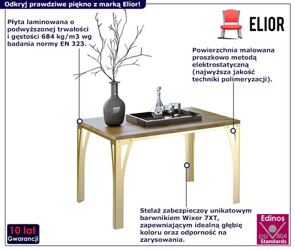 Skandynawski stolik kawowy złoty + dąb lancelot D4-Z23