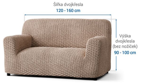 Bi-elastyczne pokrowce MOSAICO beżowe kanapa dwuosobowa (sz. 120 - 160 cm)