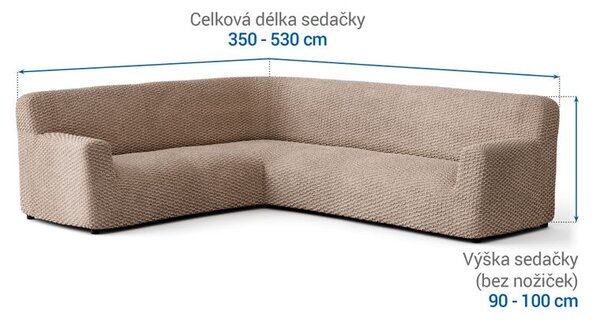 Bi-elastyczne pokrowce MOSAICO beżowe kanapa narożnikowa (sz. 350 - 530 cm)