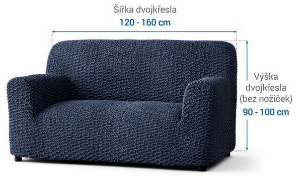 Bi-elastyczne pokrowce MOSAICO niebieskie kanapa dwuosobowa (sz. 120 - 160 cm)